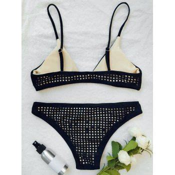 2018 Square Cut Out Bikini Top And Bottoms BLACK S In Bikinis Online