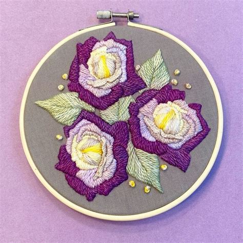 Purple Roses Hand Embroidery, Hoop Embroidery Flowers - Etsy | Etsy handmade, Small business ...