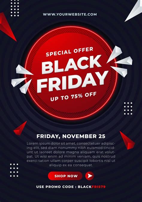 Black Friday Sale Flyer Template Dark Background With Red And Black