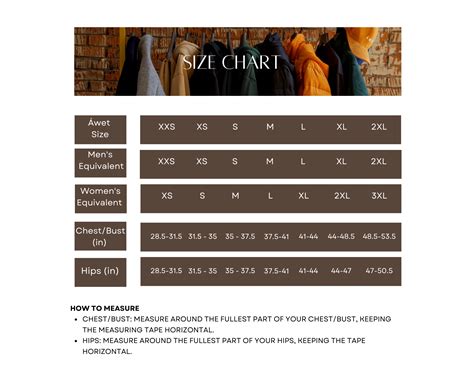 Size Chart Awet New York