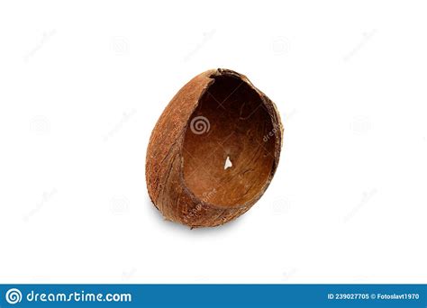 Coconut Empty Shell Top View Isolated On Nude Color Royalty Free Stock