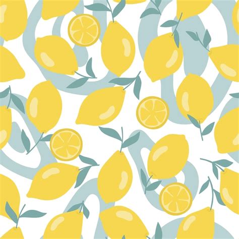 Premium Vector Seamless Summer Pattern With Slices And Whole Lemons