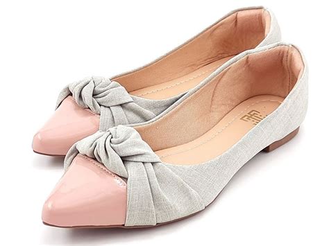 Sapatilha Feminina Vz Nude Melange Laço Bico Fino CECI Calçados Atacado de Calçados