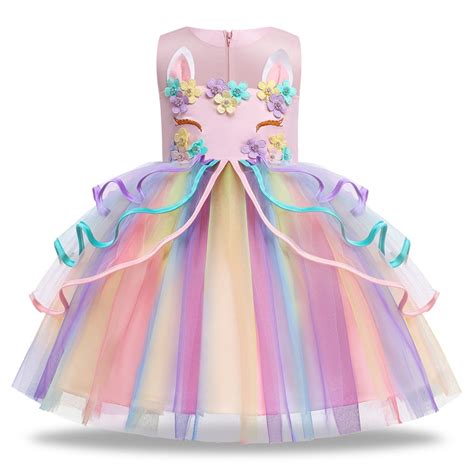 Popvcly T Dress For Girls Unicorn Costume Pageant Princess Party