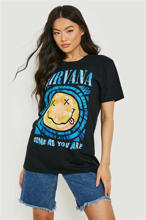 Nirvana Print Oversized Band T Shirt Boohoo