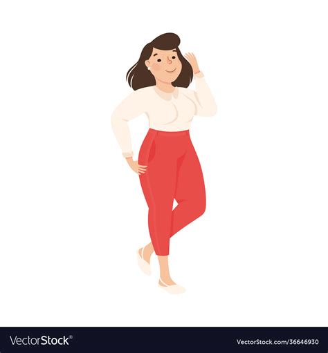 Plus Size Brunette Woman Standing And Smiling Vector Image