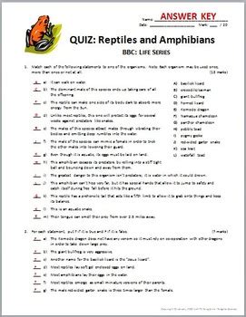 BBC Life REPTILES AND AMPHIBIANS Video Quiz Editable By Tangstar