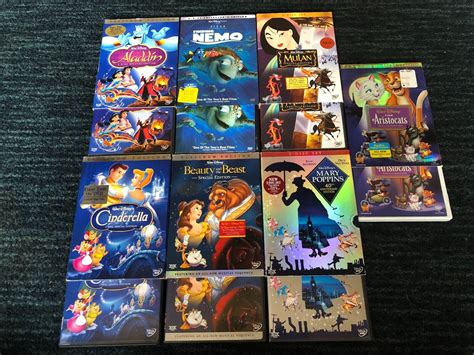 Lot Of Animated Disney Dvd S W Slipcovers Aladdin Poppins Beauty