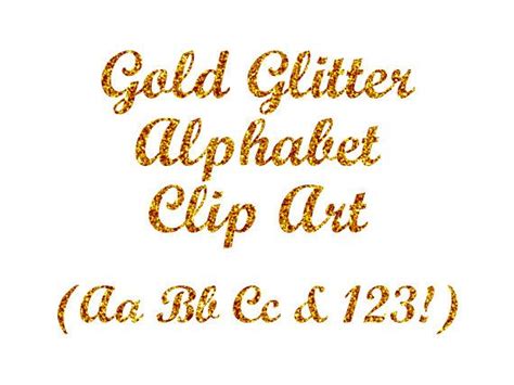 Gold Glitter Alphabet Clipart Digital Glitter Letters Clip Art Gold