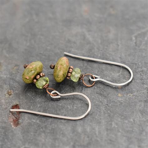 Peridot And Unakite Jasper Earrings Wild Hare Gems