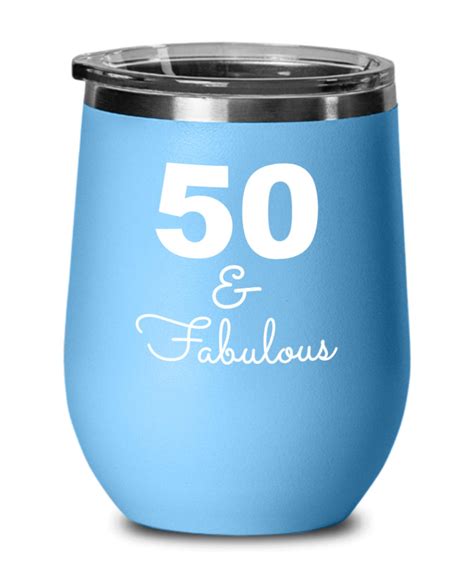 50th Birthday Present Wine Tumbler 50 And Fabulous T For Etsy