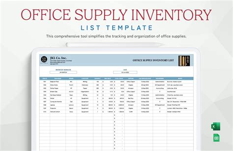 Office Supply Inventory List Template In Excel Google Sheets