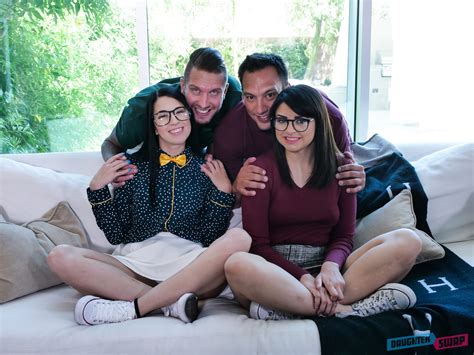 Two Nerdy Brunettes With Natural Tits Get Banged In Bed Photos Alex