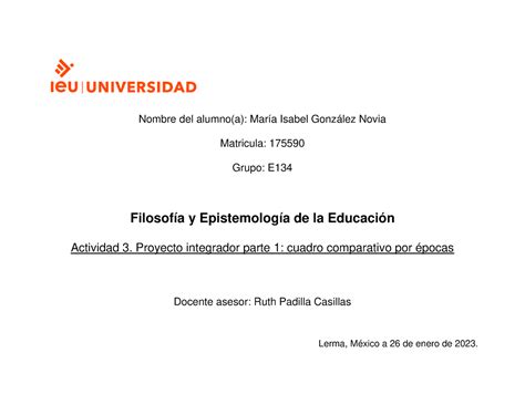 Actividad 3 Proyecto Integrador Cuadro Comparativo Por épocas Nombre