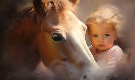 Premium Photo A Baby Is Standing Next To A Horse And The Horse Is