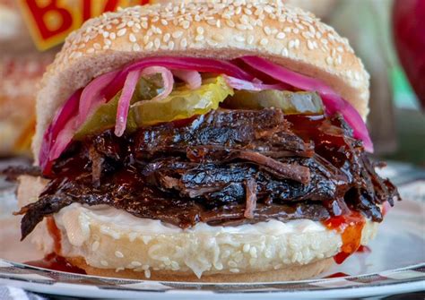 BBQ Brisket Sandwich with Tangy Pickle & Onion Slaw - Martin's Famous Potato Rolls and Bread