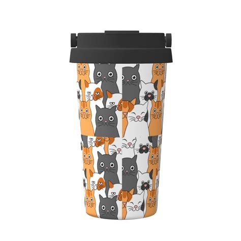 Gaeub Funny Cats Print Travel Mug, Insulated Coffee Mug with Leakproof