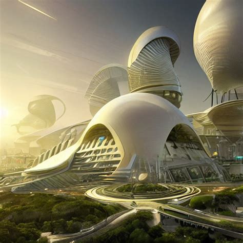 Krea Ai Futuristic Utopian City Central Hub Spiral White