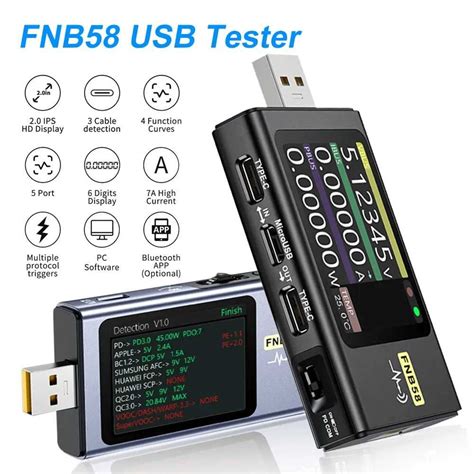 USB тестер FNIRSI FNB58 Bluetooth USB-C триггер PD QC осцилограф: 1 730 ...