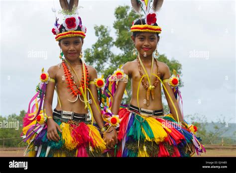 Yapese Girls In Traditional Clothing At Yap Day Festival Yap Island