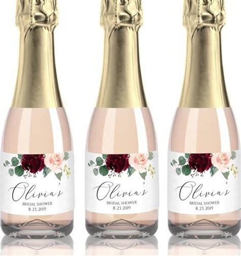 Mini Champagne Bottle Template Wine Label Wedding Favor Bridal Shower Favor Sticker Instant