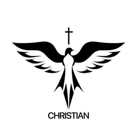 Premium Vector | Christian logo template with dove pigeon black and ...