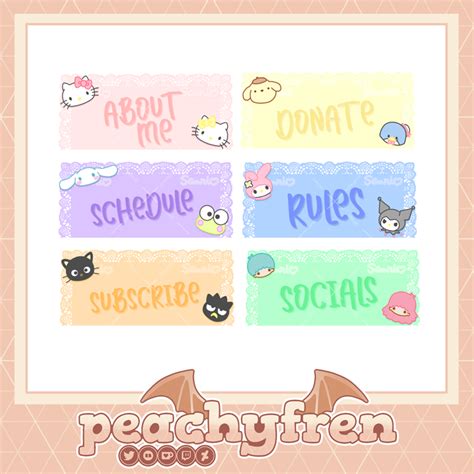 立 6 Sanrio Panels Twitch Hello Kitty Cinnamoroll My Melody