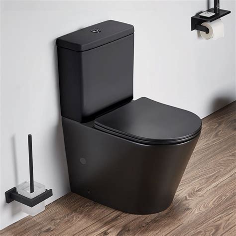 Arezzo Matt Black BTW Close Coupled Rimless Toilet With Soft Close Seat