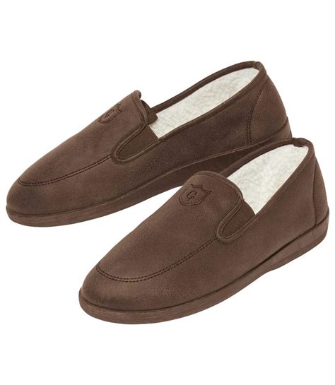Mens Brown Sherpa Lined Slippers Atlas For Men
