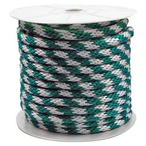 Rope King 5 8 In X 140 Ft Solid Braided Poly Rope Green And White SBP