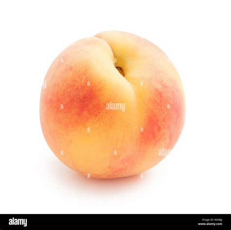 Peach Beautiful Ripe Peach Isolated On White Background Stock Photo