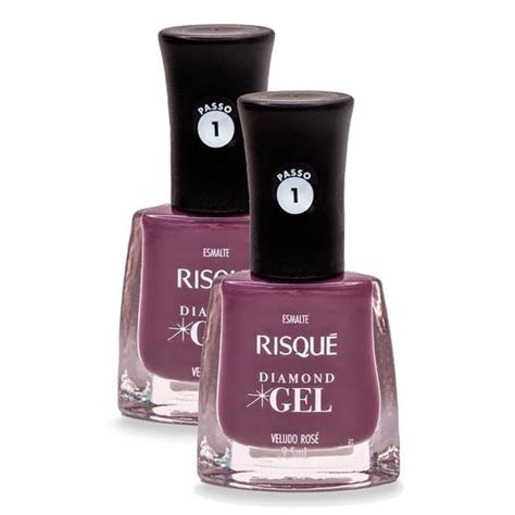 Esmalte Risqué Diamond Gel Cor Veludo Rosé 9 5ml Kit Com Duas Unidades Esmalte Magazine Luiza