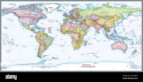 Dutch language Political world map Equirectangular projection Stock ...