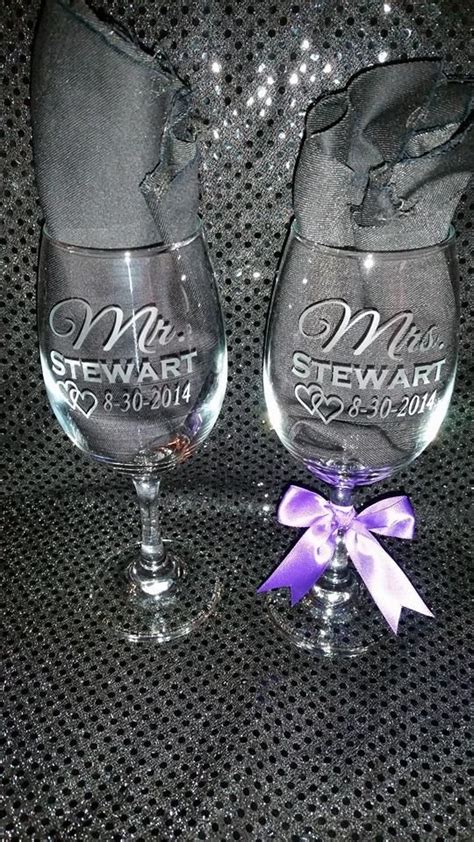 Bride And Groom Mr And Mrs Wine Glasses Or Champagne Flutes Toasting Set Personalized Etc