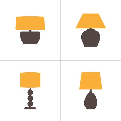 Premium Vector Table Lamp Icons Set Flat Design Vector Bicolor Icons