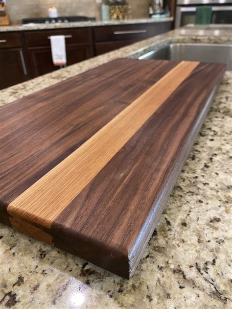 Walnut Edge Grain Custom Cutting Board With Hickory Stripe Etsy