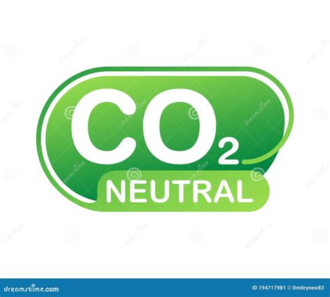 Co Neutral Emblem Net Zero Carbon Footprint Cartoon Vector