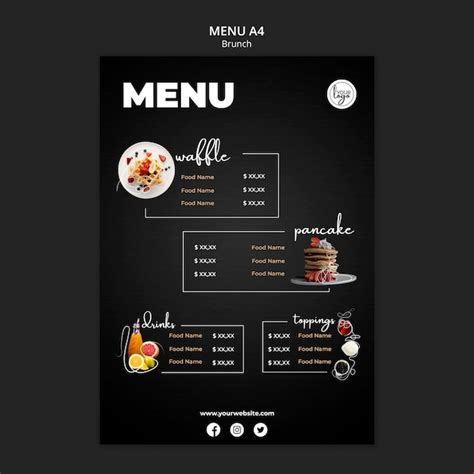 Modèle De Menu De Conception De Restaurant Brunch Psd Premium