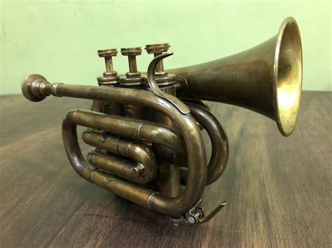 Ama Decors Antique Brass Bugle Student Trumpet Vintage Pocket Horn 3