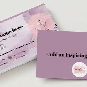 Customizable Printable Business Card Template Etsy