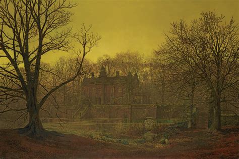 John Atkinson Grimshaw Classical Art Painting House Trees Water