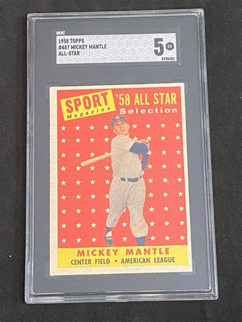 Sold Price SGC 5 EX 1958 Topps Al Star Mickey Mantle 487 Baseball