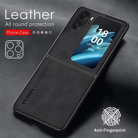 Sheepskin Leather Case For Oppo Find N Flip Silicone Frame Shockproof