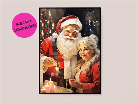 Santa Claus Wall Art Painting Father Christmas Artwork Santa Claus And