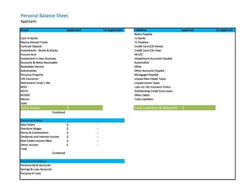 40 Excel Personal Balance Sheet Templates And Examples Templatelab