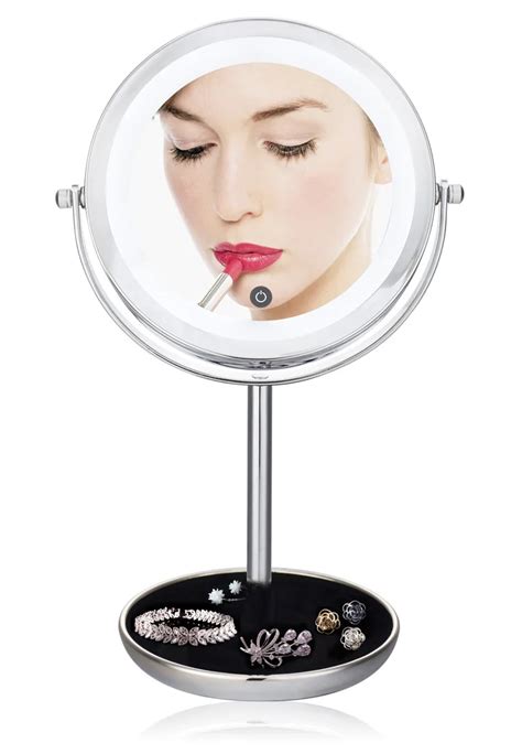 7inch Led 2 Face Metal 360 Degree Rotating Cosmetic Mirror Desktop