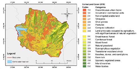 The Land Use Land Cover Map Based On Corine Land Cover 2018 For The