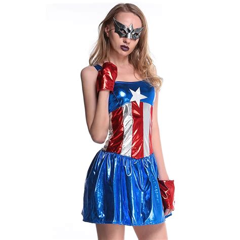 Captain America Costume Plugsuit Superhero Cosplay Women Skinny Zentai