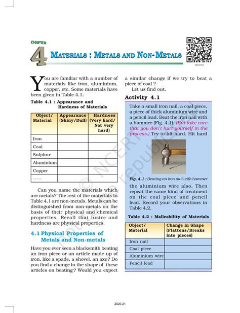 Materials Metals And Non Metals NCERT Book Of Class 8 Science