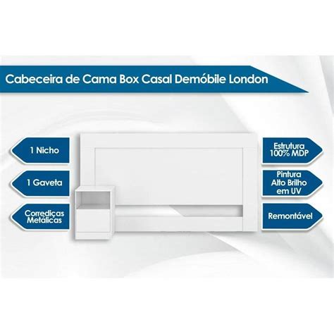 Cabeceira Cama Box Madeirado Casal London C Gaveta Bano Dem Bile